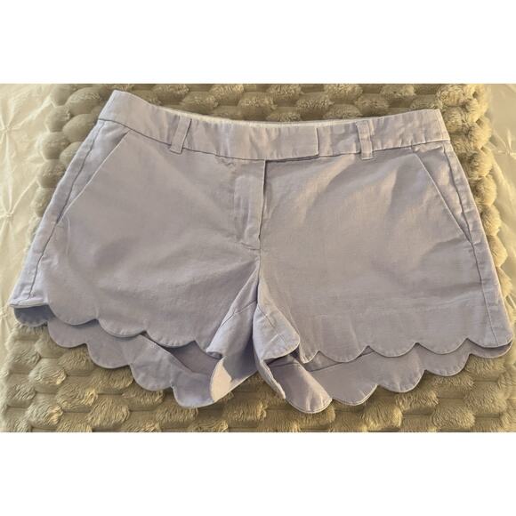 J. Crew Chino Shorts Women's Light Gray Linen Cotton Blend, Scalloped Hem Size 8 - Picture 1 of 7